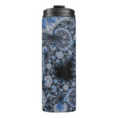 Abstract Zwart Blauwe Fractal Thermosbeker (Voorkant)