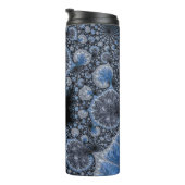 Abstract Zwart Blauwe Fractal Thermosbeker (Geroteerd rechts)