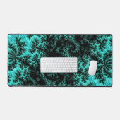 Abstract zwart Blauwgroen symmetrisch fractal Bureaumat (Keyboard & Muis)
