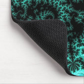 Abstract zwart Blauwgroen symmetrisch fractal Muismat (Hoek)