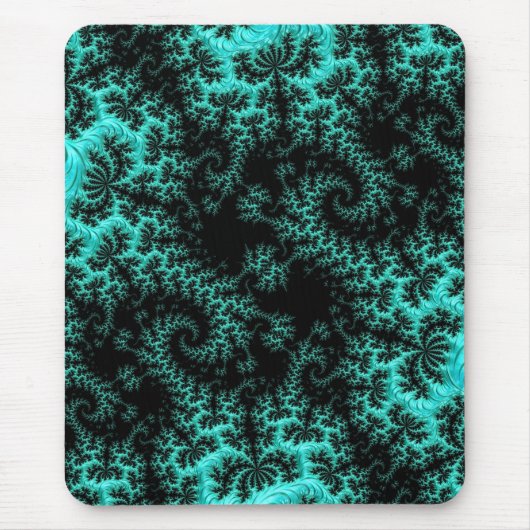 Abstract zwart Blauwgroen symmetrisch fractal Muismat (Voorkant)