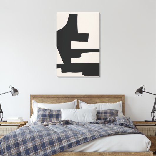 Abstract Zwart en Beige Bold Shapes Canvas Print (Insitu (Slaapkamer))