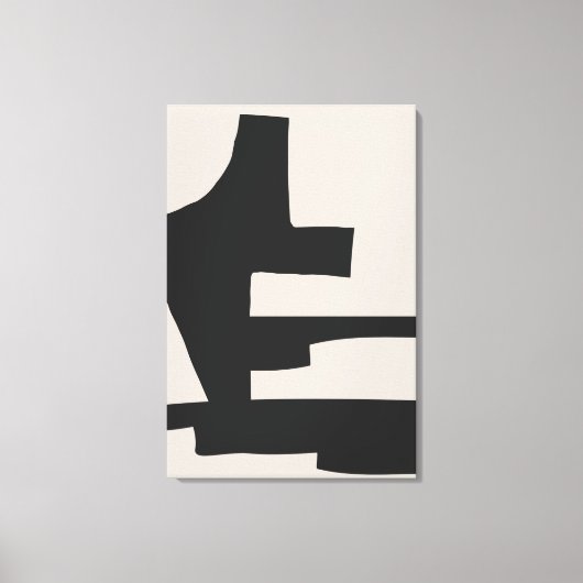 Abstract Zwart en Beige Bold Shapes Canvas Print (Voorkant)