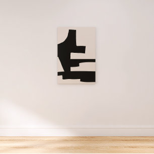 Abstract Zwart en Beige Bold Shapes Canvas Print