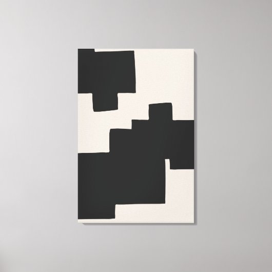 Abstract Zwart en Beige Geometrisch Canvas Print (Voorkant)