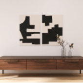 Abstract Zwart en Beige Geometrisch Canvas Print