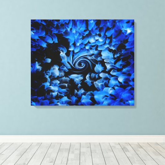 Abstract zwart en blauw glas canvas afdruk (Insitu (Houten vloer))