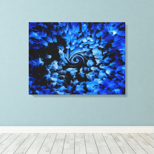 Abstract zwart en blauw glas canvas afdruk (Insitu (Houten vloer))