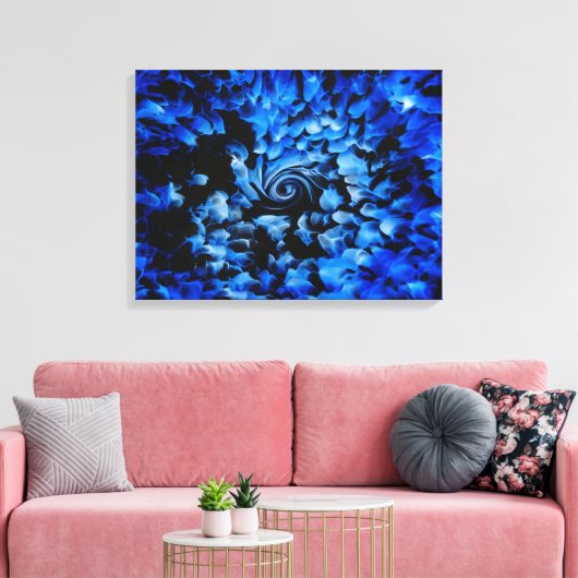 Abstract zwart en blauw glas canvas afdruk (Insitu (Woonkamer))