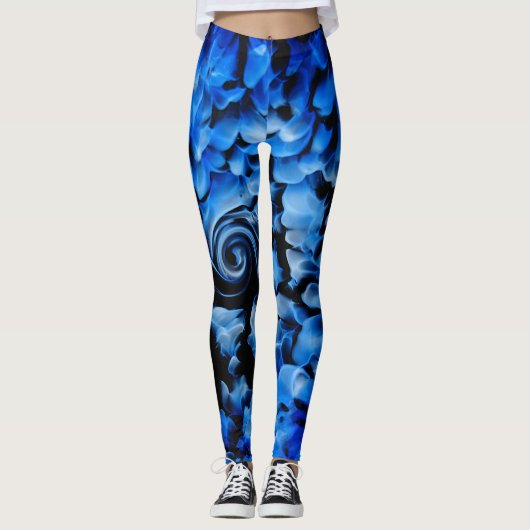 Abstract zwart en blauw glas leggings (Voorkant)
