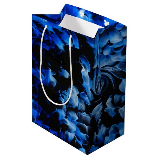 Abstract zwart en blauw glas medium cadeauzakje (Achterkant Gekanteld)