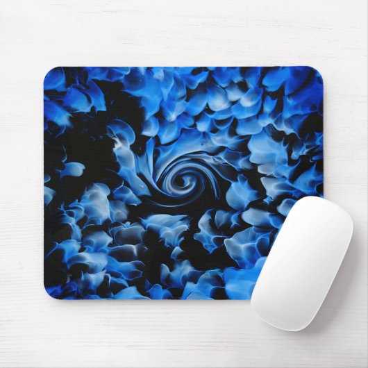 Abstract zwart en blauw glas muismat (Met muis)
