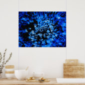 Abstract zwart en blauw glas poster (Keuken)