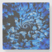 Abstract zwart en blauw glas stenen onderzetter (Voorkant)