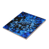 Abstract zwart en blauw glas tegeltje (Zijkant)