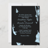 Abstract zwart en blauw muziek trouwkaart kaart (Voorkant)