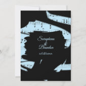 Abstract zwart en blauw muziek trouwkaart kaart (Achterkant)