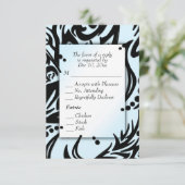 Abstract Zwart en Blauw Tribal met Menu RSVP (Staand voorkant)