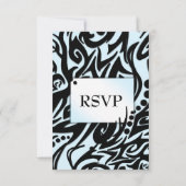 Abstract zwart en blauw tribale met menu RSVP (Achterkant)