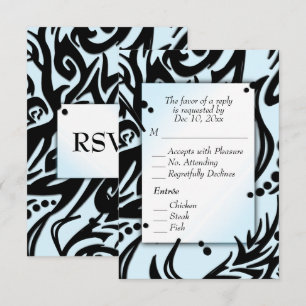 Abstract zwart en blauw tribale met menu RSVP
