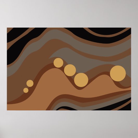 Abstract Zwart en Bruin Laag Getij Poster (Voorkant)