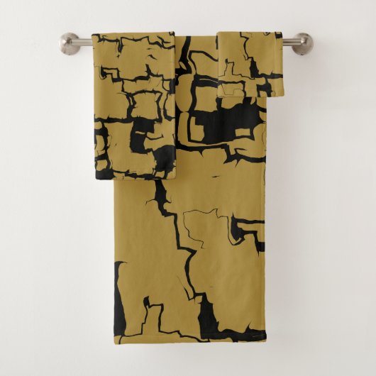 Abstract zwart en goud bad handdoek (Insitu)