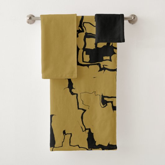 Abstract zwart en goud bad handdoek (Insitu)