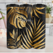 Abstract Zwart en Goud Botanisch Thermosbeker