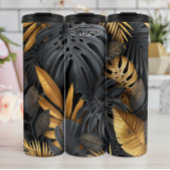 Abstract Zwart en Goud Botanisch Thermosbeker