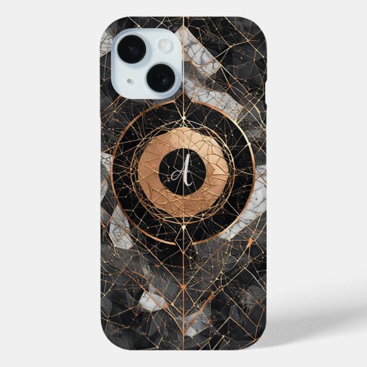 Abstract zwart en goud decoratief geometrisch Case-Mate iPhone case (Achterkant)