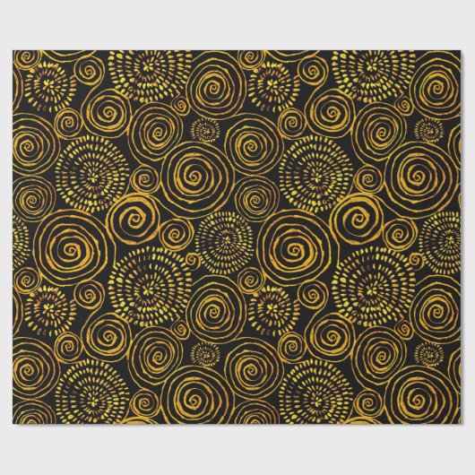 Abstract zwart en goud geometrisch patroon cadeaupapier (Vlak)