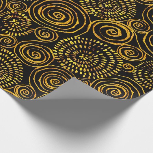 Abstract zwart en goud geometrisch patroon cadeaupapier (Hoek)