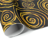 Abstract zwart en goud geometrisch patroon cadeaupapier (Rol Hoek)