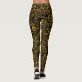 Abstract zwart en goud geometrisch patroon leggings (Achterkant)