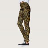 Abstract zwart en goud geometrisch patroon leggings (Links)