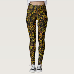 Abstract zwart en goud geometrisch patroon leggings