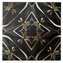 Abstract zwart en goud - Modern Geometric Art Tegeltje