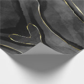 Abstract Zwart en Gouden Agaat Marmeren Swirl Cadeaupapier (Hoek)