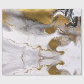 Abstract Zwart en Gouden Agaat Marmeren Swirl Cadeaupapier (Vlak)