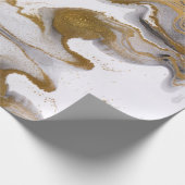 Abstract Zwart en Gouden Agaat Marmeren Swirl Cadeaupapier (Hoek)