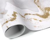 Abstract Zwart en Gouden Agaat Marmeren Swirl Cadeaupapier (Rol Hoek)