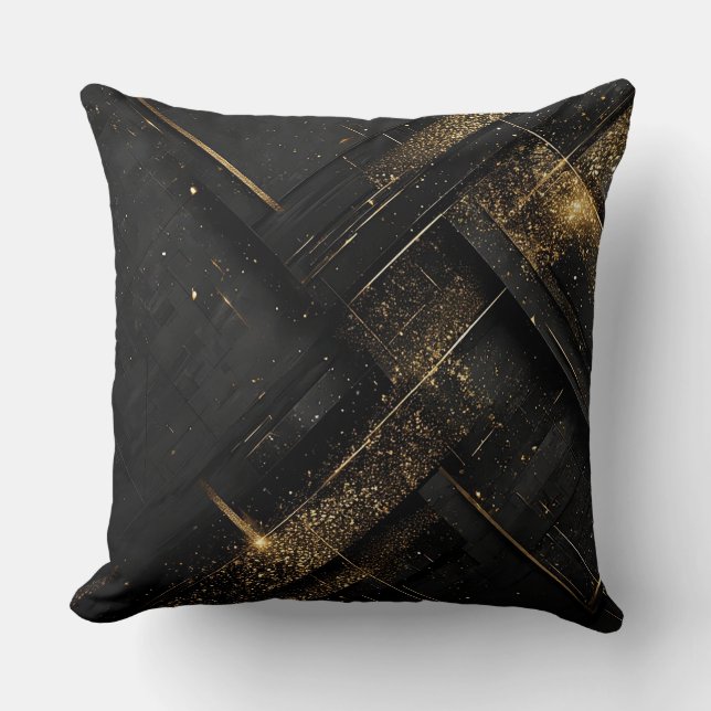 Abstract zwart en gouden geometrisch ontwerp kussen (Voorkant)