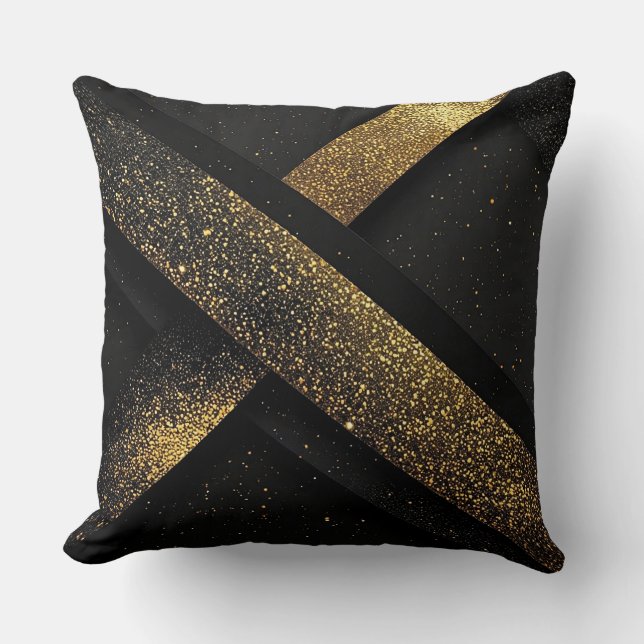 Abstract zwart en gouden geometrisch ontwerp kussen (Voorkant)