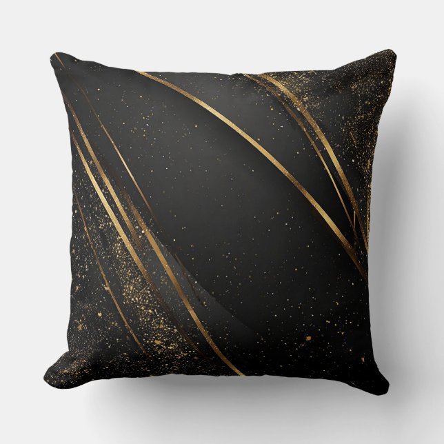 Abstract zwart en gouden geometrisch ontwerp kussen (Voorkant)