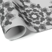 Abstract zwart en grijs bloemenontwerp cadeaupapier (Rol Hoek)