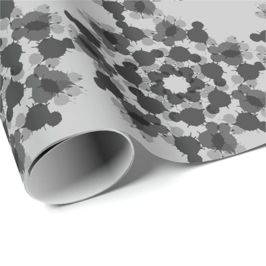 Abstract zwart en grijs bloemenontwerp cadeaupapier (Rol Hoek)