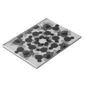 Abstract zwart en grijs bloemenontwerp notitieboek (Linkerzijde)