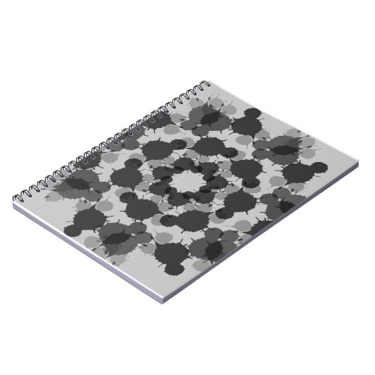 Abstract zwart en grijs bloemenontwerp notitieboek (Linkerzijde)