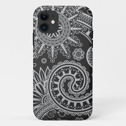 Abstract zwart en grijs bloemmotief Case-Mate iPhone case (Achterkant)