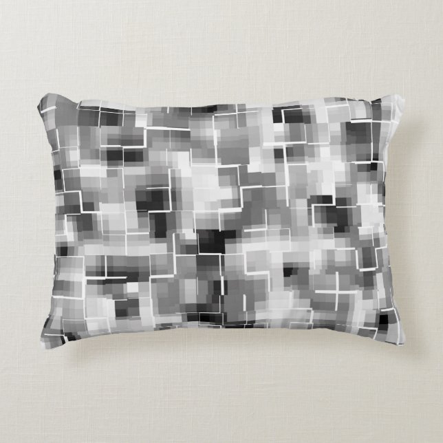 Abstract zwart en grijs decoratief kussen (Voorkant)